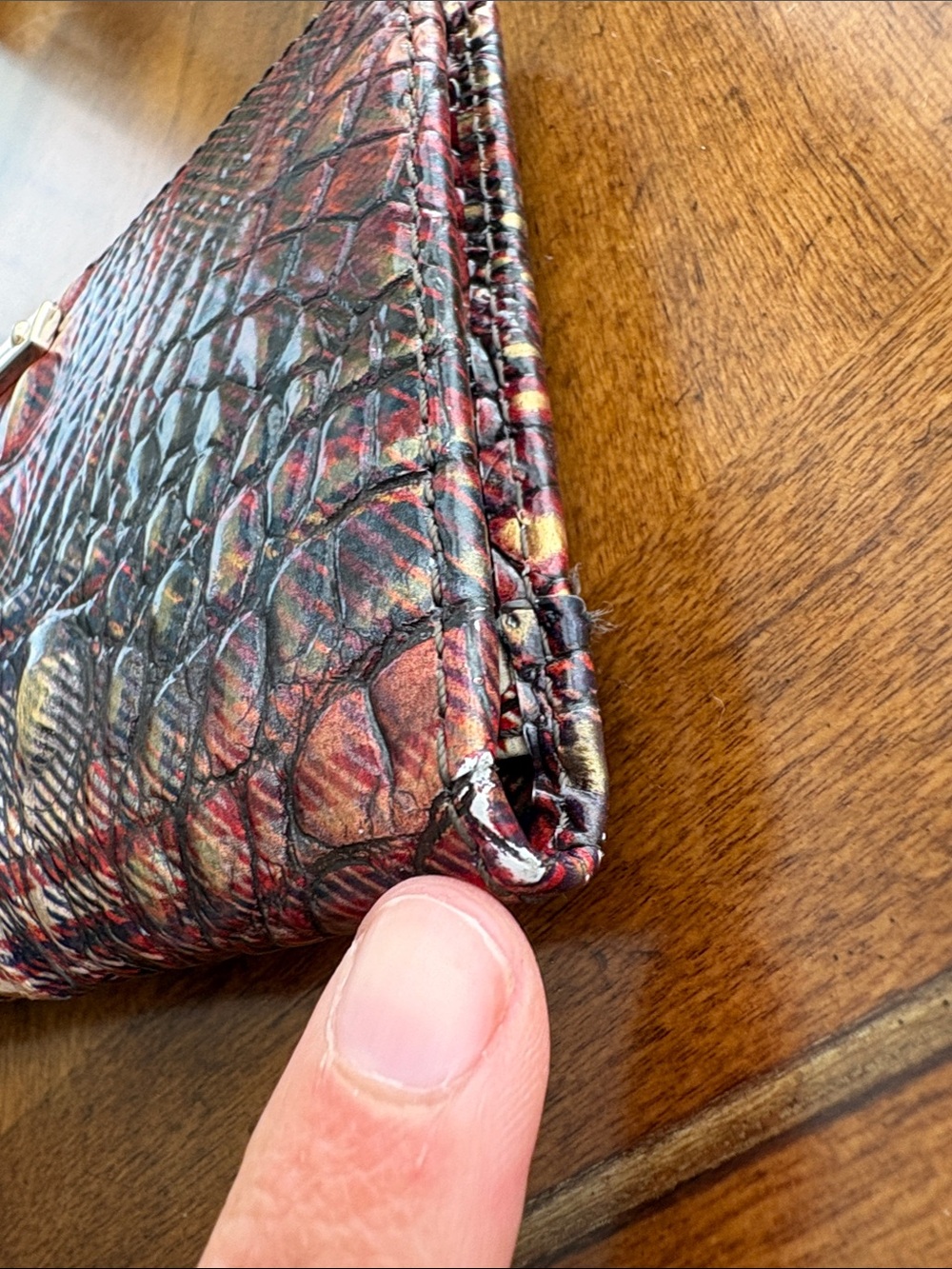 Brahmin Ady Wallet Flannel Melbourne Plaid Croc Embossed Leather Bifold - Picture 14 of 16
